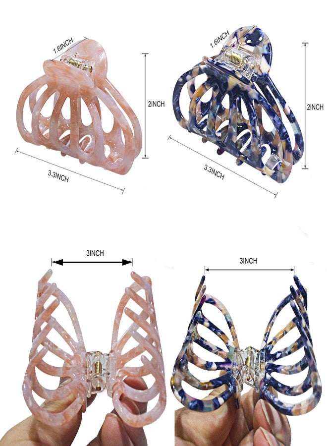 ACCGLORY Fashion Tortoise Hair Clips for Women Resin Medium Hair Claw Clip for Fine Hair Non Slip Grip Hair Jaw Clips 2PCS in Set (Royalblue&Pink) - Image 2
